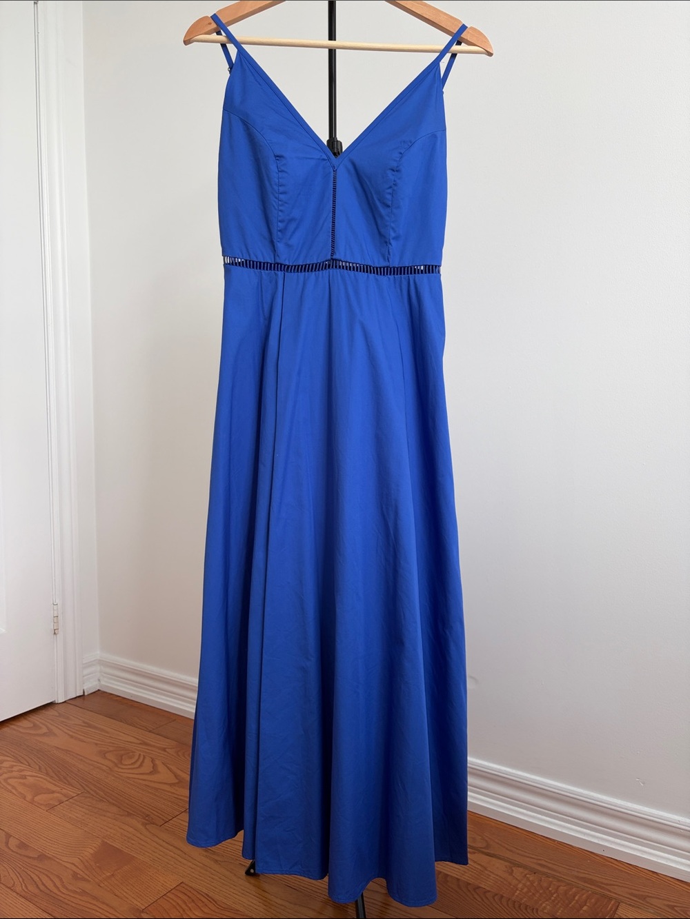 COS Spaghetti-Strap V-Neck Midi Dress Cobalt Blue 34